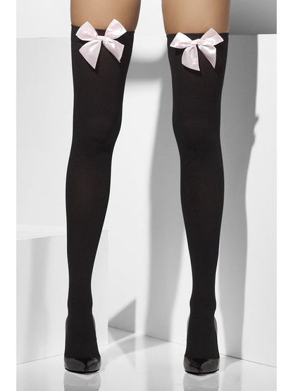 Black Hold up Stockings with Bows