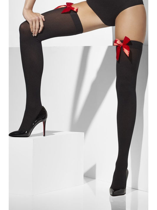 Black Hold up Stockings with Bows
