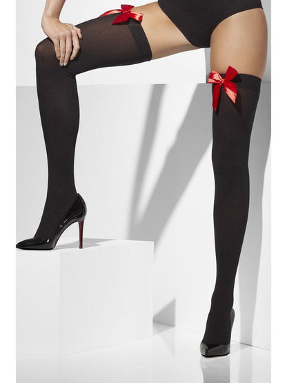 Black Hold up Stockings with Bows