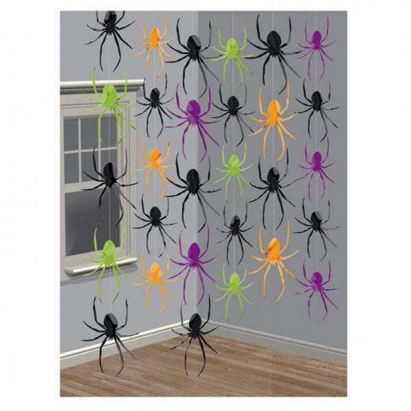 Spider String Decorations 6pkt