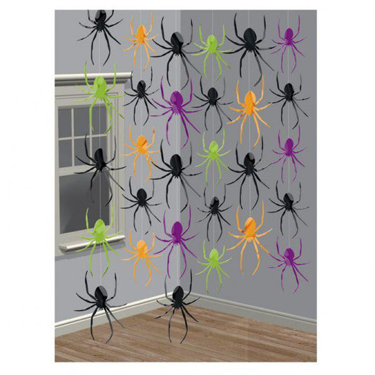 Spider String Decorations 6pkt