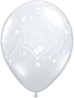 Happy Engagement Heart Clear 11" Latex Balloons 50 Pack (also available in singles)