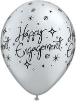 Happy Engagement Silver 11" Latex Balloons 6 Pack