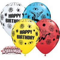 Spiderman Birthday Latex Balloons - 6/ 25 Pack (Available in Singles)