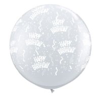 Happy Birthday Clear Around 3ft Latex Balloon - 2 Pack (also available in Singles)