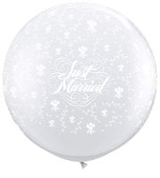 Just Married Roses Clear 3ft Latex Balloon