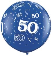 50 3ft Latex Balloon Blue - 2 Pack (also available in Singles)
