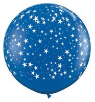 3ft Blue and White Scatter Heart Latex Balloon