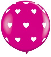 3ft Pink and White Heart Latex Balloon