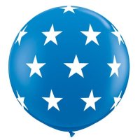 3ft Blue and White Heart Latex Balloon