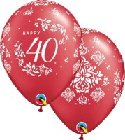 40th Anniversary 11" Latex Balloons 25/ 6 Pack (also available in singles)
