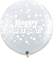 Happy Birthday Clear Dots 3ft Latex Balloon - 2 Pack (also available in Singles)