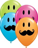 Moustache Smiley Face 11'' Latex Balloons 50 Pack (also available in singles)