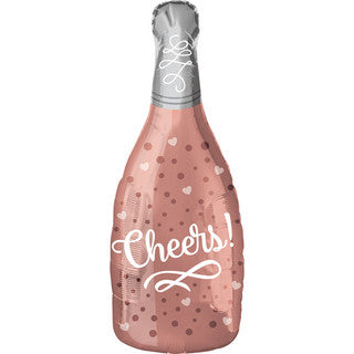 Champagne Bottle Rose Gold Supershape Foil Balloon