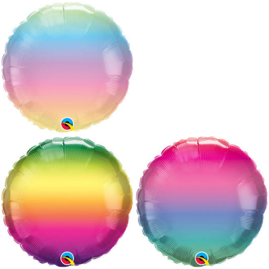 Rainbow Round Ombre 18" Foil Balloon
