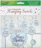 Happy Birthday Sparkling Fizz Rose Gold Hanging Swirl Decorations