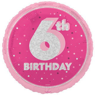 Age 6 Sparkle/ Glitz 18" Foil Balloon