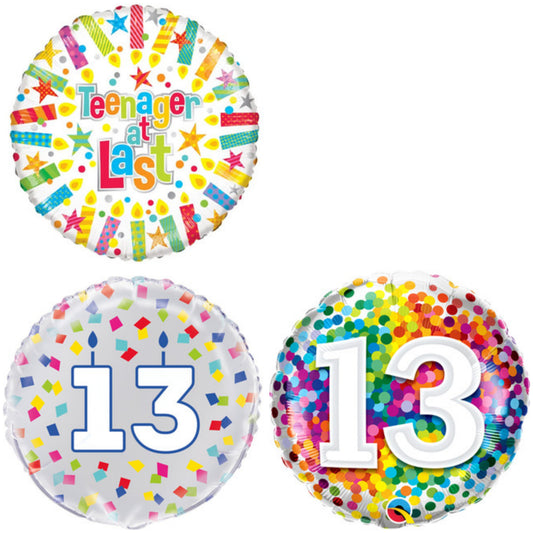 Age 13 Coloured 18" Foil Balloon