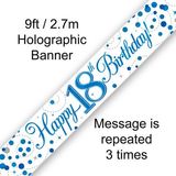 Happy 18th Birthday Blue Sparkling Fizz Banner