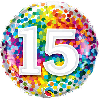Age 15 Sparkle/ Coloured 18" Foil Balloon