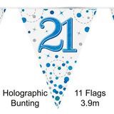 Happy 21st Birthday Blue Sparkling Fizz Bunting