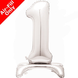 Airfilled Stand-up 25'' Foil Number Balloon Silver