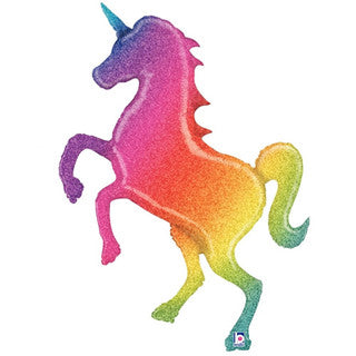Unicorn Holographic Rainbow Silhouette Supershape Foil Balloon