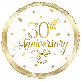 30th Anniversary Gold Script 18" Foil Balloon