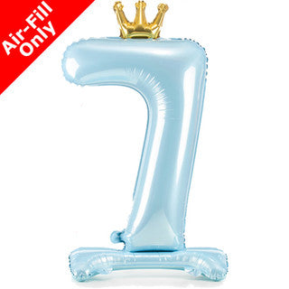 Airfilled Stand-up 25'' Foil Number Balloon Blue Crown