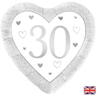 30th Anniversary Pearl Hearts 18" Foil Balloon