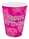 Happy Birthday Pink Cups 8pkt