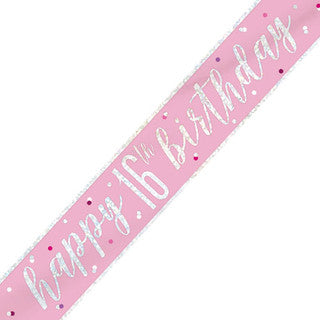 Happy 16th Birthday Glitz Pink Banner