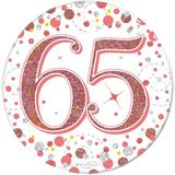Happy 65th Birthday Sparkling Fizz Rose Gold Badge Small