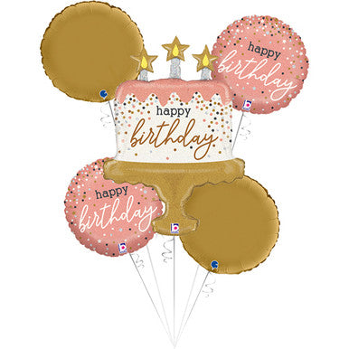 Happy Birthday Cake Foil Balloon Bouquet