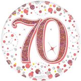 Happy 70th Birthday Sparkling Fizz Rose Gold Badge Small
