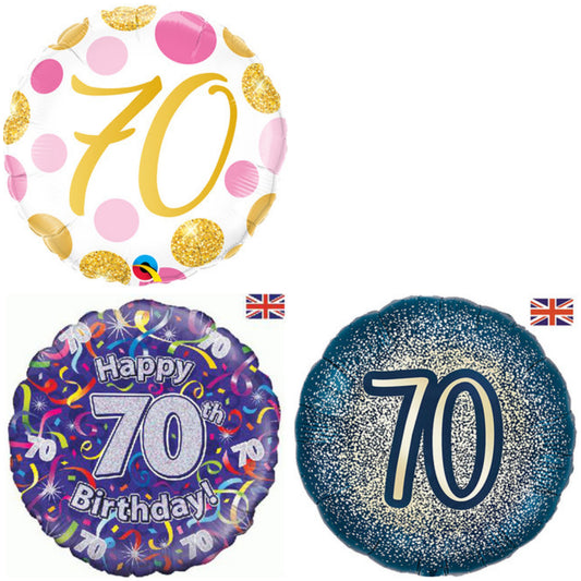 Age 70 Glitter/ Purple 18" Foil Balloon
