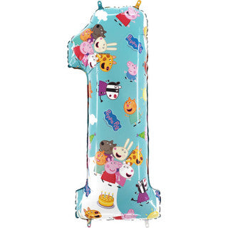 Giant Foil Peppa Pig Number Balloon - 1
