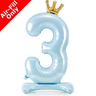 Airfilled Stand-up 25'' Foil Number Balloon Blue Crown