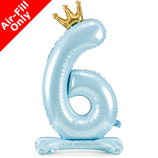 Airfilled Stand-up 25'' Foil Number Balloon Blue Crown