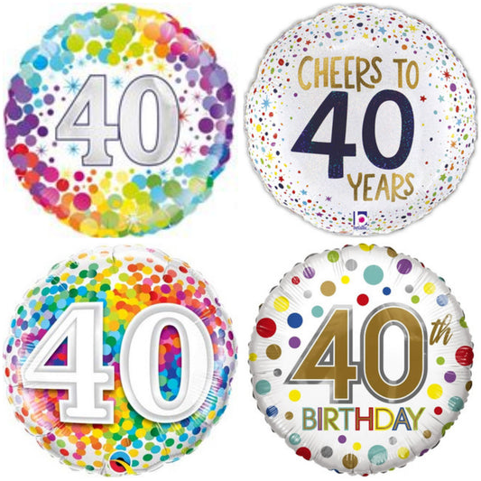 Age 40 Coloured 18" Foil Balloon