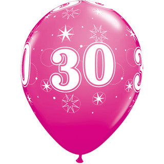 Age 30 Latex Balloon Sparkle Stars - 25 Pack (Available in Singles)