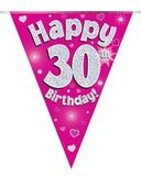 Happy 30th Birthday Pink Holographic Bunting