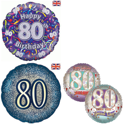 Age 80 Glitter/ Purple 18" Foil Balloon