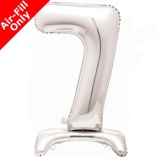 Airfilled Stand-up 25'' Foil Number Balloon Silver