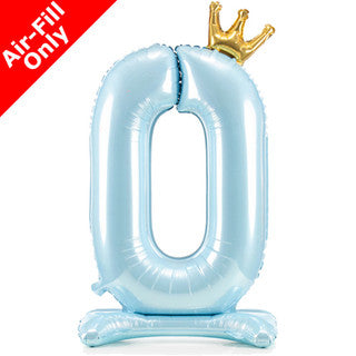 Airfilled Stand-up 25'' Foil Number Balloon Blue Crown