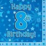 Happy 8th Birthday Blue Napkins 16pkt