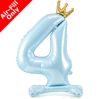 Airfilled Stand-up 25'' Foil Number Balloon Blue Crown