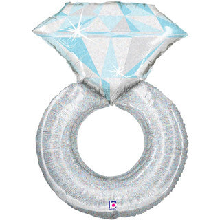 Silver Engagement Ring Supershape Foil Balloon