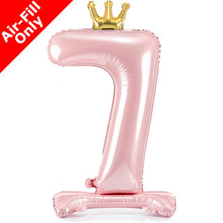 Airfilled Stand-up 25'' Foil Number Balloon Pink Crown