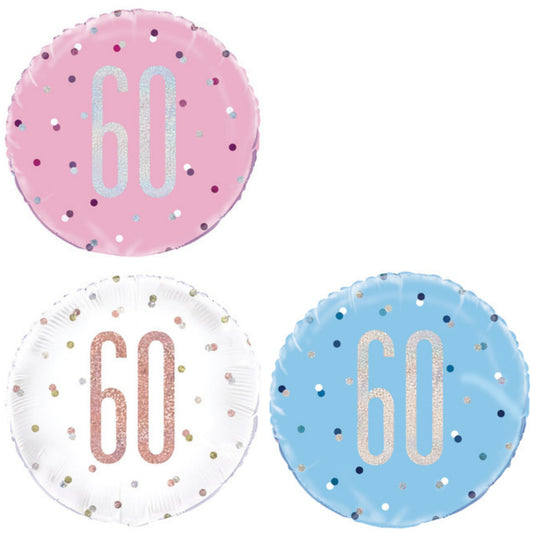 Age 60 Dotted Glitz 18" Foil Balloon